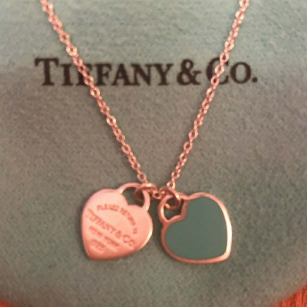 Return to tiffani mini double heart necklace
